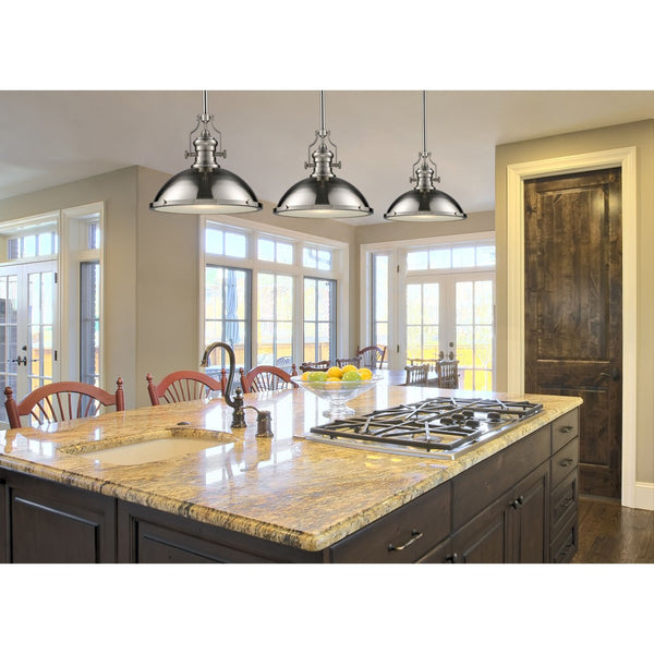 Atlas Chadwick 3-Light Pendant: Elegant Vintage-Inspired Lighting for Dining & Living Spaces, 14" Height Polished Nickel CL11751-CH