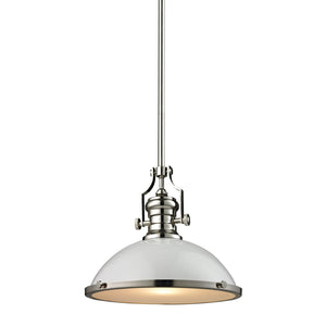 Atlas Chadwick 3-Light Pendant: Elegant Vintage-Inspired Lighting for Dining & Living Spaces, 14" Height Polished Nickel with Gloss White CL11751-NK2