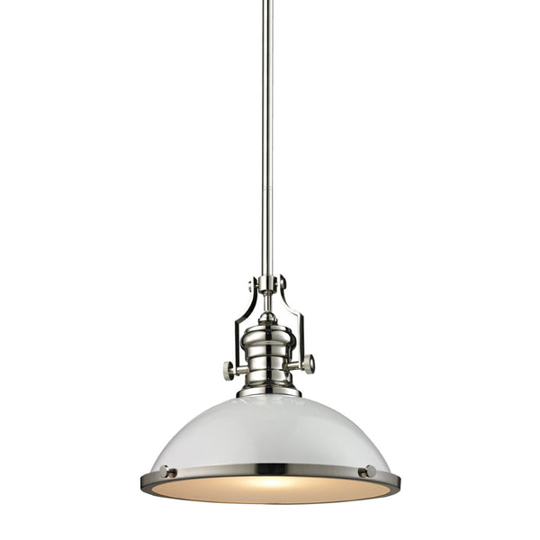 Atlas Chadwick 3-Light Pendant: Elegant Vintage-Inspired Lighting for Dining & Living Spaces, 14" Height Polished Nickel with Gloss White CL11751-NK2