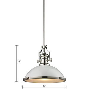 Atlas Chadwick 3-Light Pendant: Elegant Vintage-Inspired Lighting for Dining & Living Spaces, 14" Height Polished Nickel with Gloss White CL11751-NK2