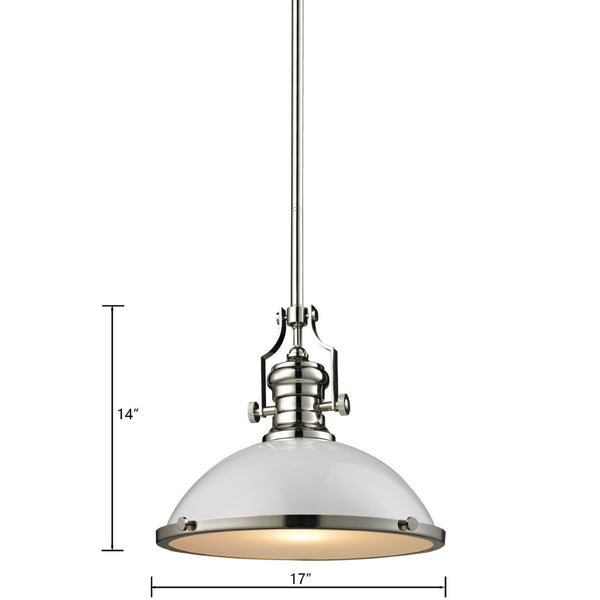 Atlas Chadwick 3-Light Pendant: Elegant Vintage-Inspired Lighting for Dining & Living Spaces, 14" Height Polished Nickel with Gloss White CL11751-NK2