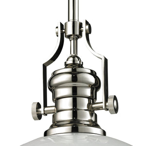 Atlas Chadwick 3-Light Pendant: Elegant Vintage-Inspired Lighting for Dining & Living Spaces, 14" Height Polished Nickel with Gloss White CL11751-NK2