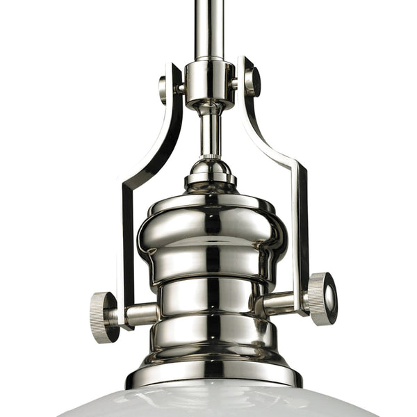 Atlas Chadwick 3-Light Pendant: Elegant Vintage-Inspired Lighting for Dining & Living Spaces, 14" Height Polished Nickel with Gloss White CL11751-NK2