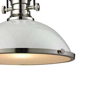 Atlas Chadwick 3-Light Pendant: Elegant Vintage-Inspired Lighting for Dining & Living Spaces, 14" Height Polished Nickel with Gloss White CL11751-NK2