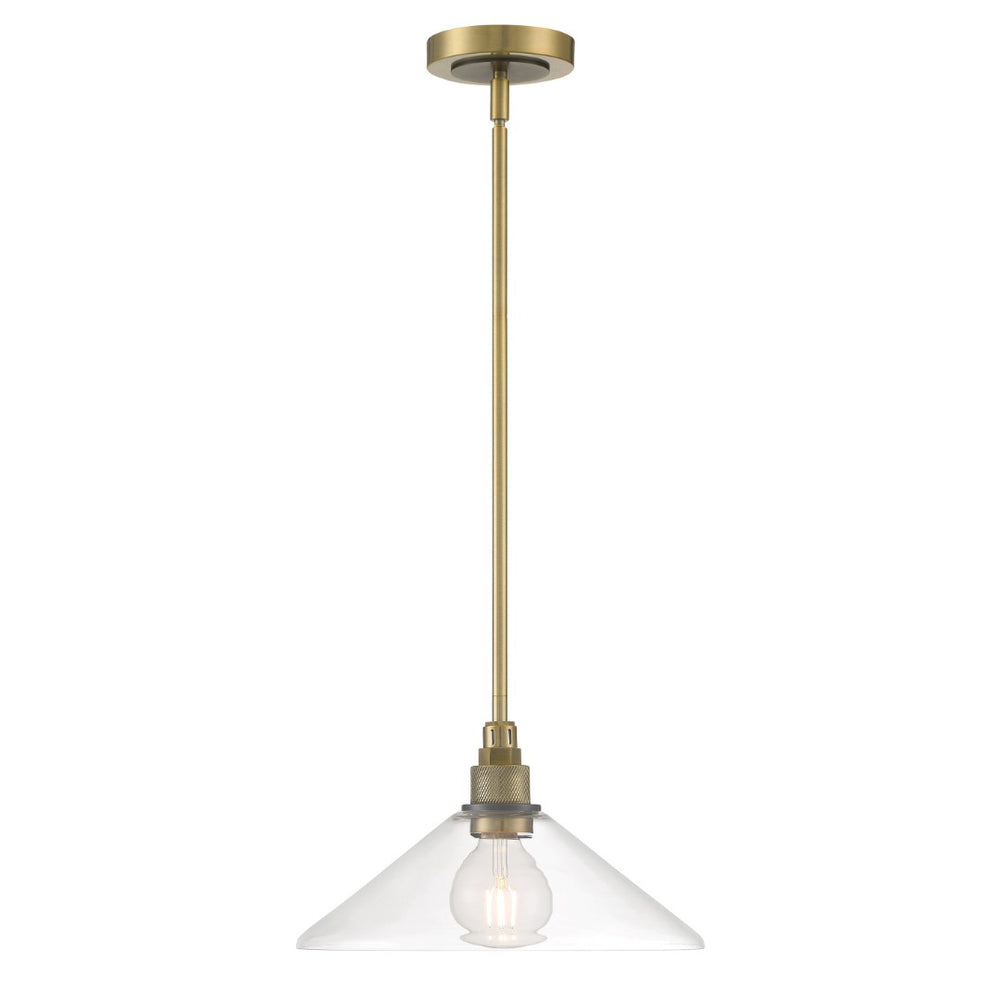 Atlas Charis 12.5'' Wide Pendant Light - Elegant Glass Diffuser and Sleek Metal Design for Any Space Antique Brass with Oil Rubbed Bronze CL11752-BS