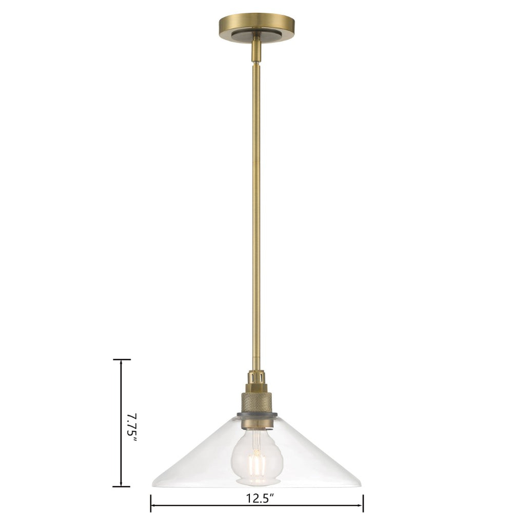 Atlas Charis 12.5'' Wide Pendant Light - Elegant Glass Diffuser and Sleek Metal Design for Any Space Antique Brass with Oil Rubbed Bronze CL11752-BS