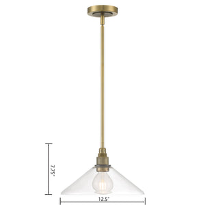 Atlas Charis 12.5'' Wide Pendant Light - Elegant Glass Diffuser and Sleek Metal Design for Any Space Antique Brass with Oil Rubbed Bronze CL11752-BS