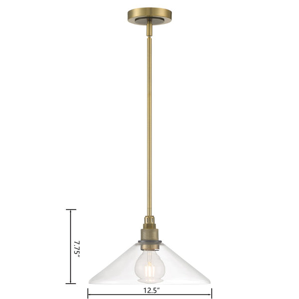 Atlas Charis 12.5'' Wide Pendant Light - Elegant Glass Diffuser and Sleek Metal Design for Any Space Antique Brass with Oil Rubbed Bronze CL11752-BS