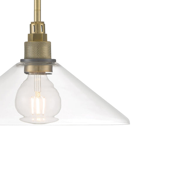 Atlas Charis 12.5'' Wide Pendant Light - Elegant Glass Diffuser and Sleek Metal Design for Any Space Antique Brass with Oil Rubbed Bronze CL11752-BS
