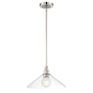 Atlas Charis 12.5'' Wide Pendant Light - Elegant Glass Diffuser and Sleek Metal Design for Any Space Polished Nickel with Brushed Nickel CL11752-NK