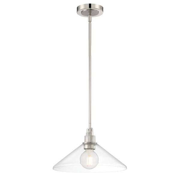Atlas Charis 12.5'' Wide Pendant Light - Elegant Glass Diffuser and Sleek Metal Design for Any Space Polished Nickel with Brushed Nickel CL11752-NK
