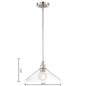 Atlas Charis 12.5'' Wide Pendant Light - Elegant Glass Diffuser and Sleek Metal Design for Any Space Polished Nickel with Brushed Nickel CL11752-NK