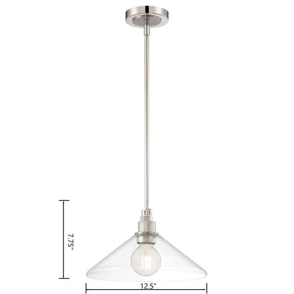Atlas Charis 12.5'' Wide Pendant Light - Elegant Glass Diffuser and Sleek Metal Design for Any Space Polished Nickel with Brushed Nickel CL11752-NK