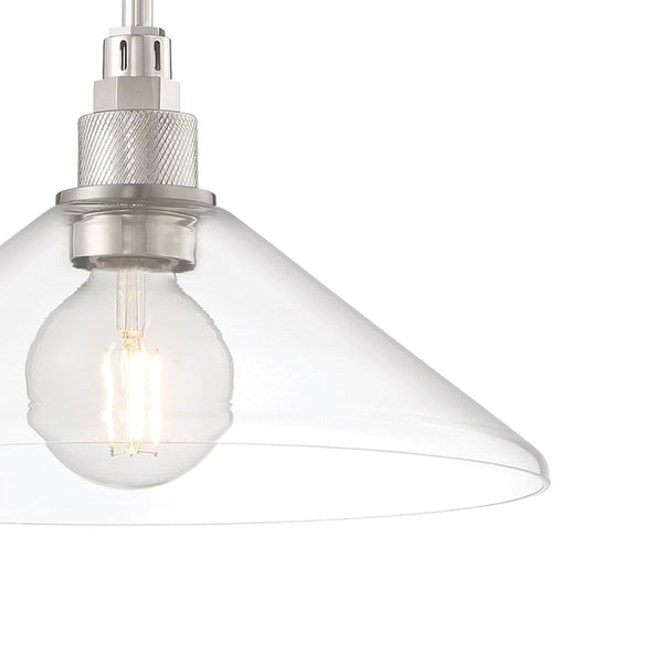 Atlas Charis 12.5'' Wide Pendant Light - Elegant Glass Diffuser and Sleek Metal Design for Any Space Polished Nickel with Brushed Nickel CL11752-NK