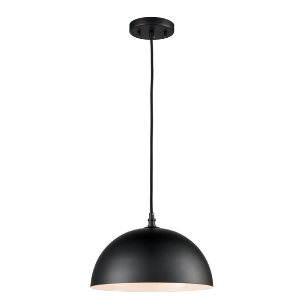Atlas Chelsea 12'' Wide 1-Light Pendant - Timeless Metal Dome Light for Stylish Indoor Spaces Black CL11753-BK
