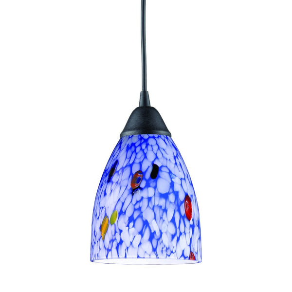 Atlas Classico Artisan 5" Wide 1-Light Pendant - Unique Starburst Blue Glass & Dark Rust Canopy Design CL11754-BL