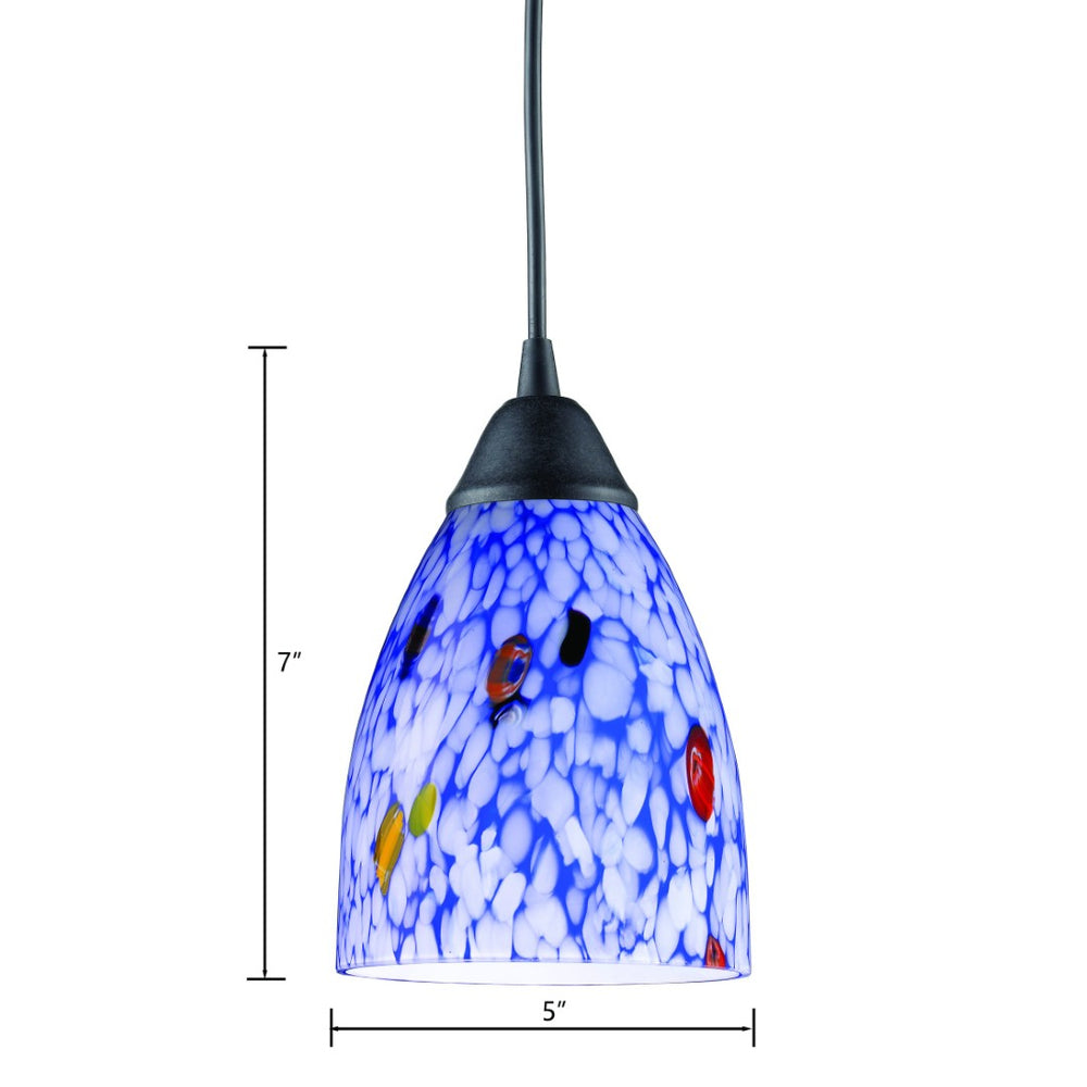 Atlas Classico Artisan 5" Wide 1-Light Pendant - Unique Starburst Blue Glass & Dark Rust Canopy Design CL11754-BL