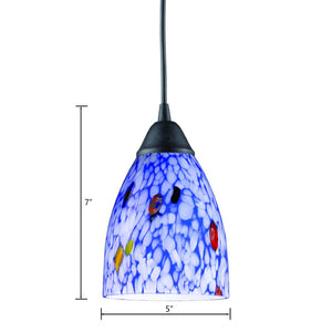 Atlas Classico Artisan 5" Wide 1-Light Pendant - Unique Starburst Blue Glass & Dark Rust Canopy Design CL11754-BL
