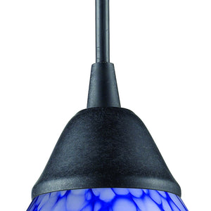 Atlas Classico Artisan 5" Wide 1-Light Pendant - Unique Starburst Blue Glass & Dark Rust Canopy Design CL11754-BL