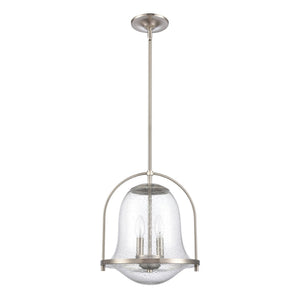 Atlas Connection 12" Wide 2-Light Pendant - Modern Satin Nickel Fixture with Seedy Glass Shade for Style CL11755-NK