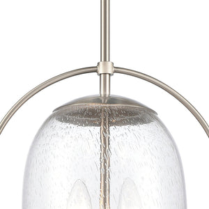 Atlas Connection 12" Wide 2-Light Pendant - Modern Satin Nickel Fixture with Seedy Glass Shade for Style CL11755-NK