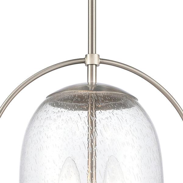 Atlas Connection 12" Wide 2-Light Pendant - Modern Satin Nickel Fixture with Seedy Glass Shade for Style CL11755-NK