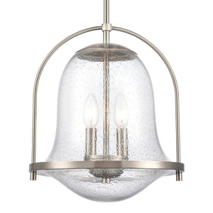 Atlas Connection 12" Wide 2-Light Pendant - Modern Satin Nickel Fixture with Seedy Glass Shade for Style CL11755-NK