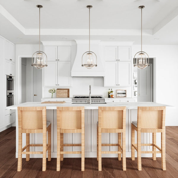 Atlas Connection 12" Wide 2-Light Pendant - Modern Satin Nickel Fixture with Seedy Glass Shade for Style CL11755-NK