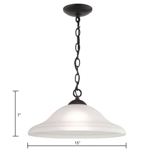 Atlas Conway 15" Wide 1-Light Pendant - Timeless Oil Rubbed Bronze Fixture with Opaque Glass Shade CL11757-BZ