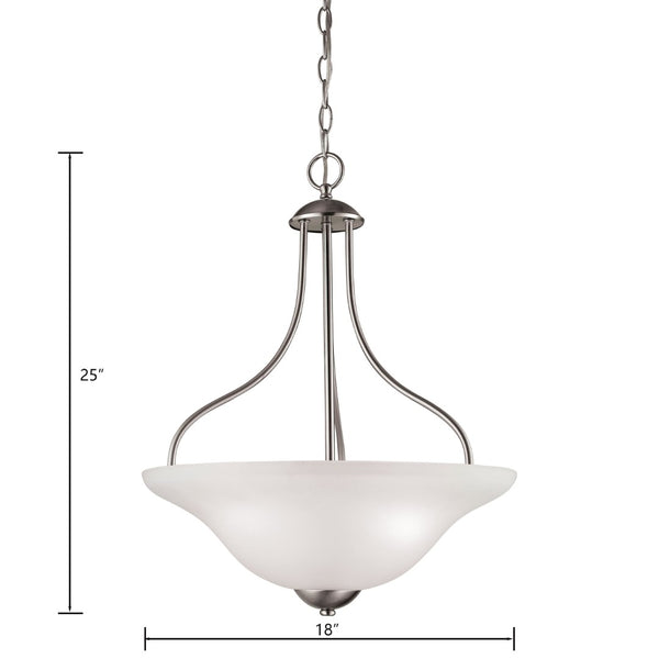 Atlas Conway 3-Light Pendant Fixture - Timeless Design with Opaque Glass Shades for Elegant Indoor Spaces Brushed Nickel CL11758-NK