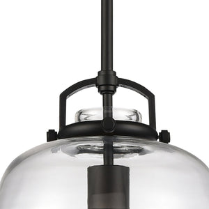 Atlas Current 1-Light Pendant - Industrial-Modern Ripple Glass Shade for Contemporary Home Illumination Matte Black 12'' CL11759-BK