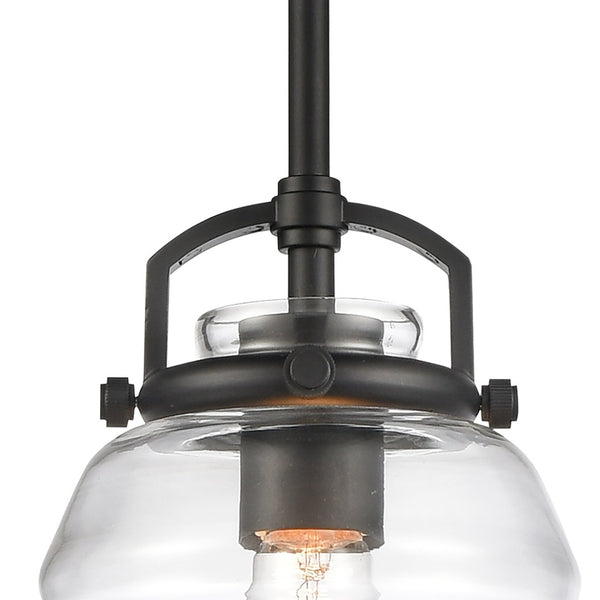 Atlas Current 1-Light Pendant - Industrial-Modern Ripple Glass Shade for Contemporary Home Illumination Matte Black 8'' CL11760-BK