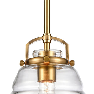 Atlas Current 1-Light Pendant - Industrial-Modern Ripple Glass Shade for Contemporary Home Illumination Satin Brass CL11760-BS