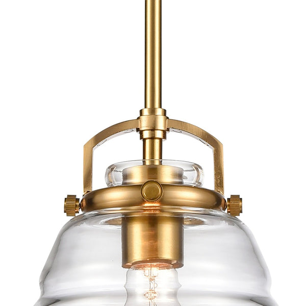 Atlas Current 1-Light Pendant - Industrial-Modern Ripple Glass Shade for Contemporary Home Illumination Satin Brass CL11760-BS