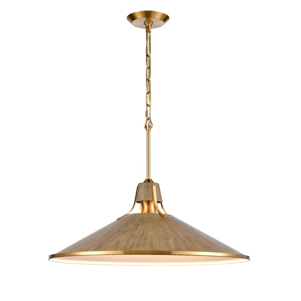 Atlas Danique 24-Inch Wide Pendant Light - Modern Scandinavian Design with Elegant Satin Brass Finish Corkwood CL11762-BS