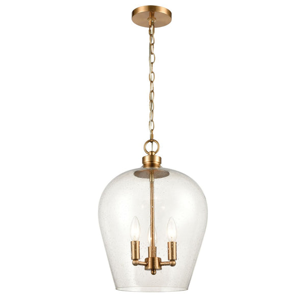 Atlas Darlene 3-Light Pendant - Elegant Clear Glass Dome Fixture for Modern Kitchens and Dining Areas Satin Brass CL11763-BS