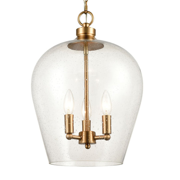 Atlas Darlene 3-Light Pendant - Elegant Clear Glass Dome Fixture for Modern Kitchens and Dining Areas Satin Brass CL11763-BS
