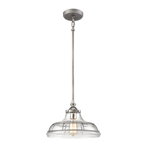 Atlas Dunkirk 13" Wide 1-Light Pendant - Elegant Clear Glass & Weathered Zinc for Coastal or Industrial Decor CL11765-GY