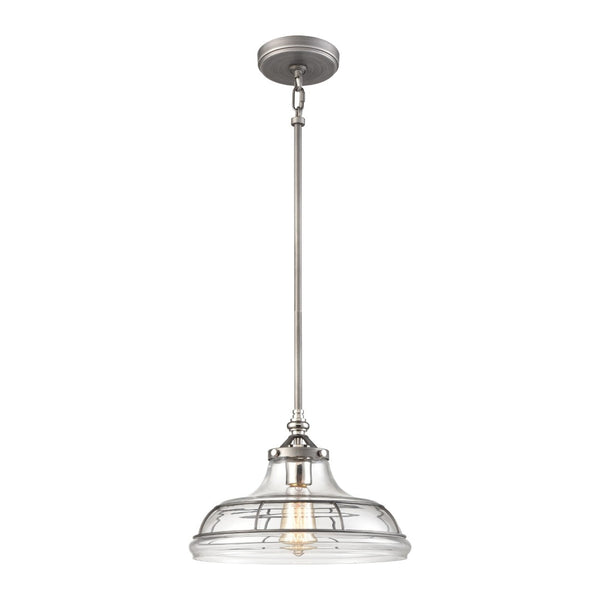 Atlas Dunkirk 13" Wide 1-Light Pendant - Elegant Clear Glass & Weathered Zinc for Coastal or Industrial Decor CL11765-GY