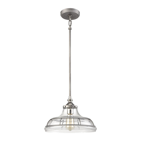 Atlas Dunkirk 13" Wide 1-Light Pendant - Elegant Clear Glass & Weathered Zinc for Coastal or Industrial Decor CL11765-GY