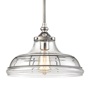 Atlas Dunkirk 13" Wide 1-Light Pendant - Elegant Clear Glass & Weathered Zinc for Coastal or Industrial Decor CL11765-GY