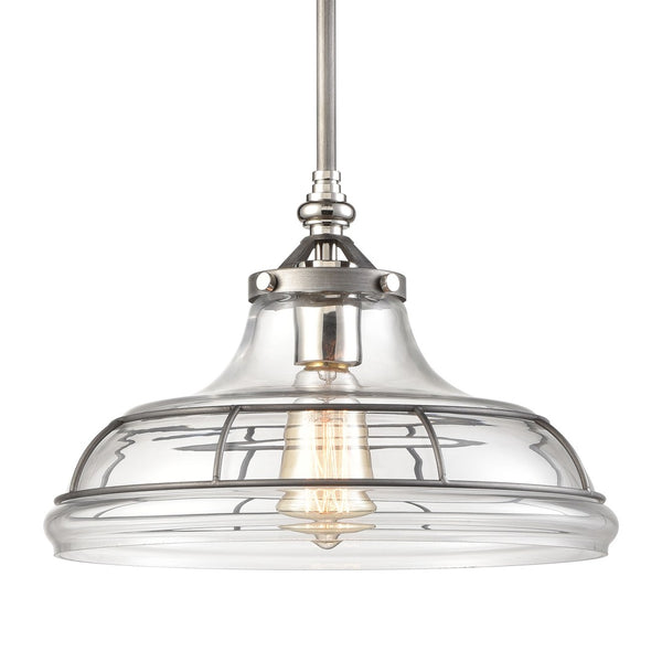 Atlas Dunkirk 13" Wide 1-Light Pendant - Elegant Clear Glass & Weathered Zinc for Coastal or Industrial Decor CL11765-GY