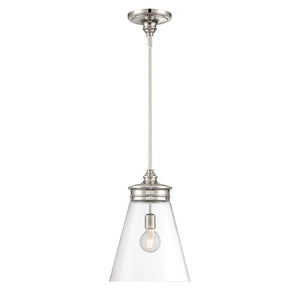 Atlas Emma Pendant Light - Minimalist Elegance with Glass Diffuser for Warm, Inviting Illumination Polished Nickel 12'' CL11768-NK
