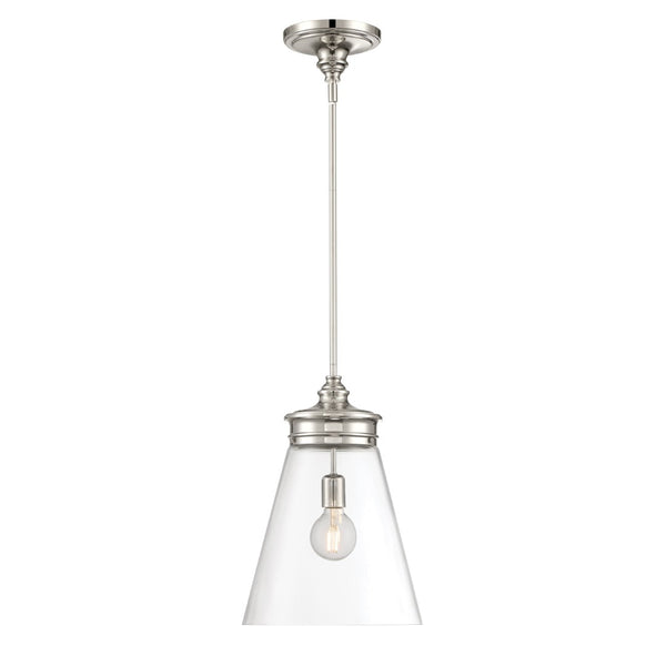 Atlas Emma Pendant Light - Minimalist Elegance with Glass Diffuser for Warm, Inviting Illumination Polished Nickel 12'' CL11768-NK