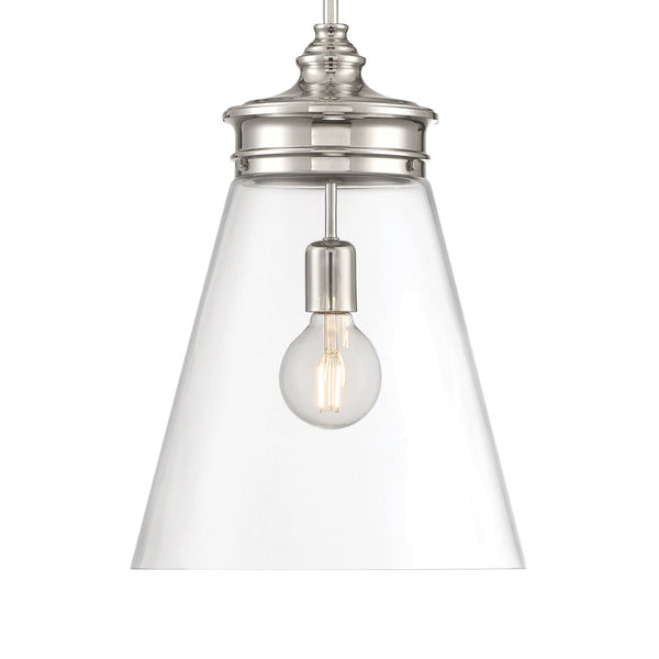 Atlas Emma Pendant Light - Minimalist Elegance with Glass Diffuser for Warm, Inviting Illumination Polished Nickel 12'' CL11768-NK