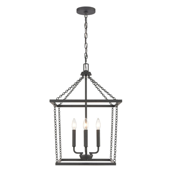 Atlas Emmett 17'' Wide 4-Light Pendant - Modern Industrial Lantern for Kitchen and Dining Room Elegance Matte Black CL11769-BK