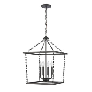 Atlas Emmett 17'' Wide 4-Light Pendant - Modern Industrial Lantern for Kitchen and Dining Room Elegance Matte Black CL11769-BK