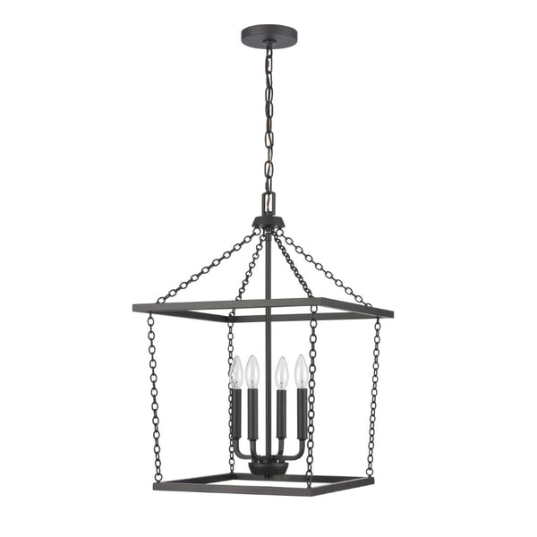 Atlas Emmett 17'' Wide 4-Light Pendant - Modern Industrial Lantern for Kitchen and Dining Room Elegance Matte Black CL11769-BK