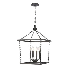 Atlas Emmett 17'' Wide 4-Light Pendant - Modern Industrial Lantern for Kitchen and Dining Room Elegance Matte Black CL11769-BK