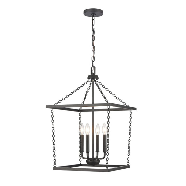 Atlas Emmett 17'' Wide 4-Light Pendant - Modern Industrial Lantern for Kitchen and Dining Room Elegance Matte Black CL11769-BK